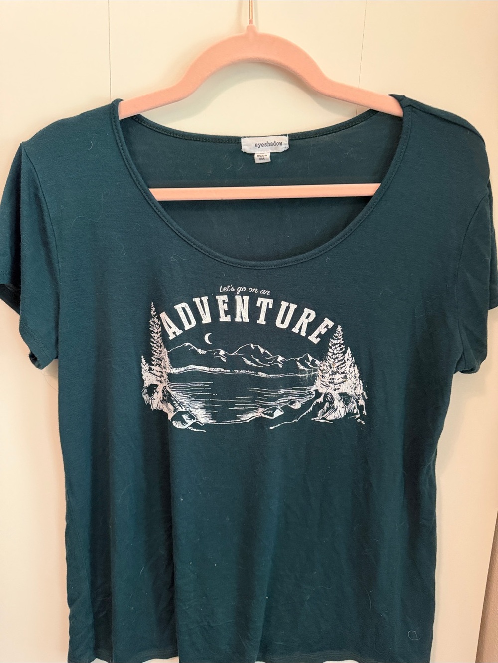Eyeshadow Teal 'Adventure' Scoop Neck Graphic Tee